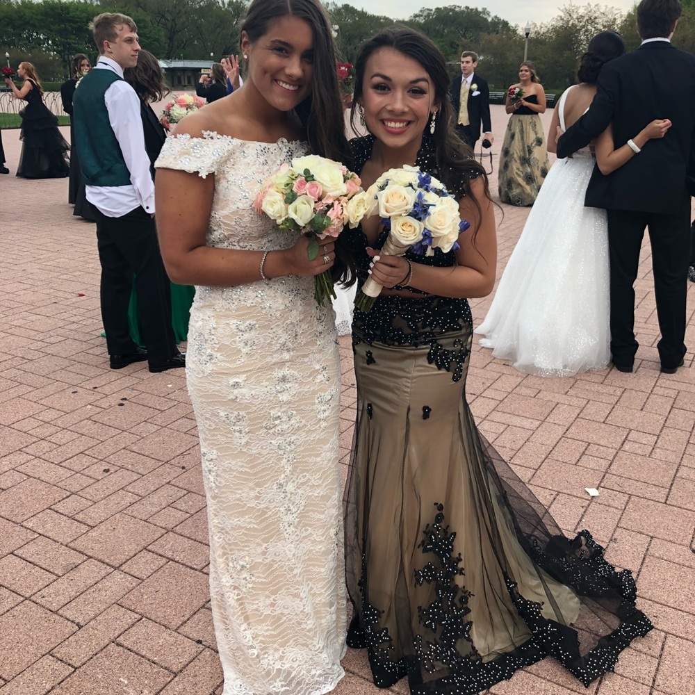 Black and nude prom dress